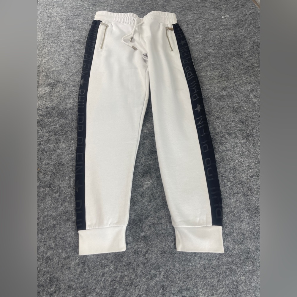 Philipp Plein Sweatpants Mens Medium White Tapered Jogger Track Pants N102
